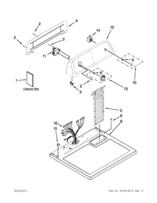 Top And Console Parts Diagram and Parts List for AGD4675YQ2  Admiral Dryer