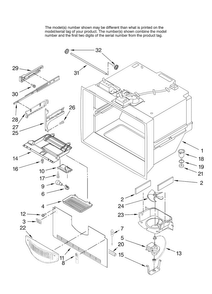 Freezer Liner Parts Diagram and Parts List for AFF2534FEB11  Amana Refrigerator