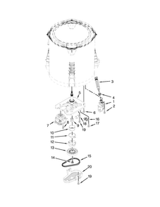 Gearcase, Motor And Pump Parts Diagram and Parts List for 4KMVWC330DW0  Maytag Washer