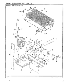 Unit Compartment And System Diagram and Parts List for 19534-0A  Admiral Refrigerator