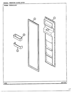 Freezer Inner Door Diagram and Parts List for 621050  Admiral Refrigerator