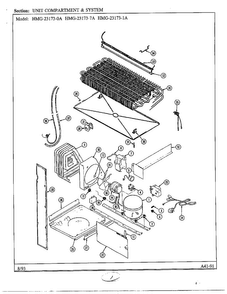 Unit Compartment And System Diagram and Parts List for 23173-0A  Admiral Refrigerator