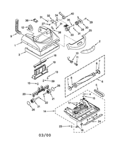 Nozzle Diagram and Parts List for 11630212000  Kenmore Upright Vacuum