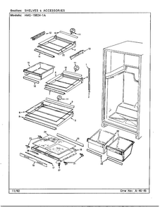 Shelves And Accessories Diagram and Parts List for 19824-1A  Admiral Refrigerator