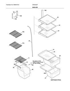 Shelves Diagram and Parts List for CRSH232PWDA  Crosley Refrigerator