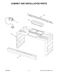 Cabinet And Installation Parts Diagram and Parts List for YMMV1175JZ01  Maytag Microwave