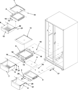Crisper Assembly Diagram and Parts List for AC2224PEKB0  Amana Refrigerator