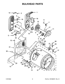 Bulkhead Parts 2 Diagram and Parts List for MGD4500MW0  Maytag Dryer