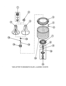 Agitator/washtub Diagram and Parts List for CW8413W2-PCW8413W2B  Crosley Washer