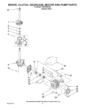 08 - BRAKE, CLUTCH, GEARCASE, MOTOR AND PUMP PARTS Diagram and Parts List for YMET3800TW2  Maytag Washer Dryer Combo