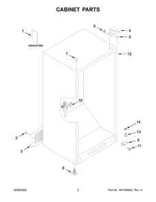 Cabinet Parts Diagram and Parts List for AZF33X16DW08  Amana Freezer
