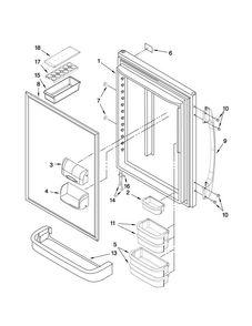 Refrigerator Door Parts Diagram and Parts List for AB1924PEKB5  Amana Refrigerator