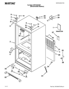 Cabinet Parts Diagram and Parts List for MFF2258VEM7  Maytag Refrigerator