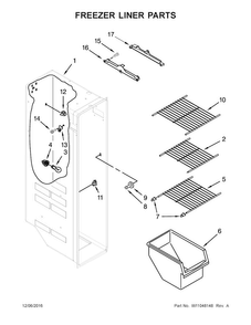 Freezer Liner Parts Diagram and Parts List for ASI2275FRS00  Amana Refrigerator