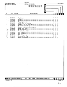 Tub Parts Page 2 Diagram and Parts List for 6430 LOT A REV B Norge Washer