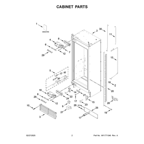 Cabinet Parts Diagram and Parts List for JBRFL30IGX20  Jenn-Air Refrigerator