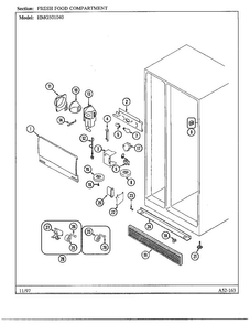 Fresh Food Compartment Diagram and Parts List for 501040  Admiral Refrigerator
