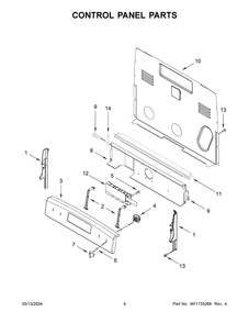 Control Panel Parts Diagram and Parts List for YACR4303MMS1  Amana Range