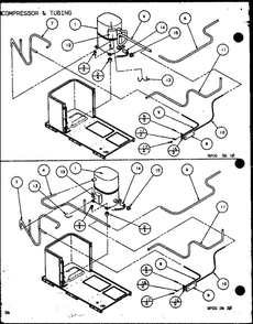 Compressor And Tubing 2 Diagram and Parts List for LOK501A P6484101C Amana Air Conditioner