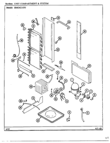 Unit Compartment And System Diagram and Parts List for 621050  Admiral Refrigerator