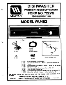 Catalog Supplement Diagram and Parts List for WC482  Maytag Dishwasher