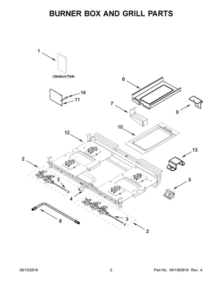 Burner Box And Grill Parts Diagram and Parts List for JGRP636HM00  Maytag Range