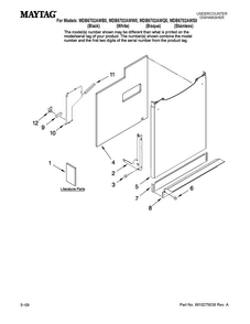 Door And Panel Parts Diagram and Parts List for MDB6702AWB0  Maytag Dishwasher