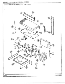 Unit Compartment/system Diagram and Parts List for HMG211760  Admiral Refrigerator