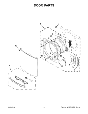05 - DOOR PARTS Diagram and Parts List for YMED5100DC0  Maytag Dryer