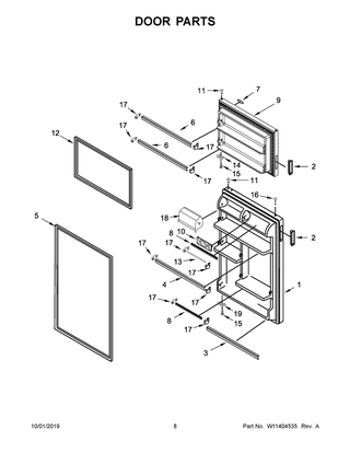 Door Parts Diagram and Parts List for MRT118FFFZ05  Maytag Refrigerator