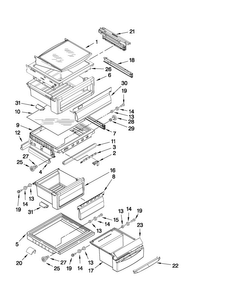 Refrigerator Shelf Parts Diagram and Parts List for JCD2595WES00  Jenn-Air Refrigerator