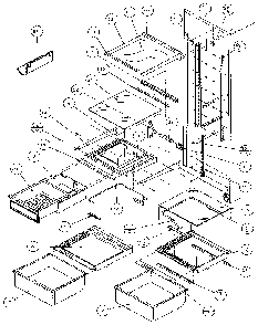 Refrigerator Shelving And Drawers Diagram and Parts List for 36271-P1121801W  Amana Refrigerator