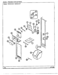 Freezer Compartment Diagram and Parts List for HMG621657  Admiral Refrigerator