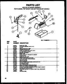 Add On Ice Maker Assembly For R Model Top Mount And Bottom M Diagram and Parts List for TG18R2L-P1158305WL  Amana Refrigerator
