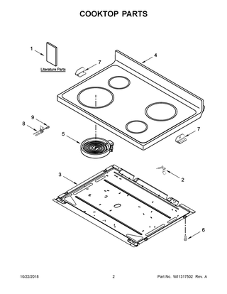Cooktop Parts Diagram and Parts List for AER6603SFW2  Maytag Range