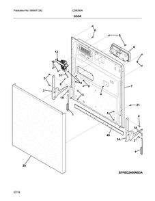 Door Diagram and Parts List for CDB350NB7B  Crosley Dishwasher