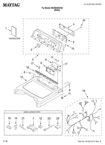 Top And Console Parts Diagram and Parts List for MEDB400VQ0  Maytag Dryer