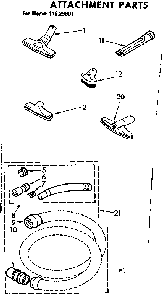 Attachment Parts Diagram and Parts List for 11629801  Kenmore Canister Vacuum