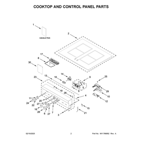 Cooktop And Control Panel Parts Diagram and Parts List for JPIFC730RL00  Jenn-Air Range