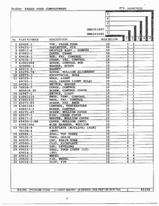 Fresh Food Compartment Page 2 Diagram and Parts List for HMG191560  Admiral Refrigerator