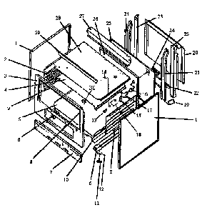 Cabinet Assy Diagram and Parts List for SBC24FX0 P1142372NW Amana Range