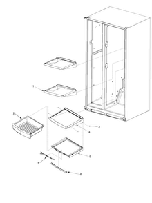 Deli And Ref Shelf Diagram and Parts List for SK535-2-PSK535062W  Maytag Refrigerator