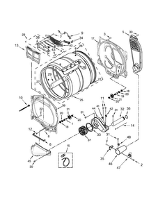 Bulkhead Parts Diagram and Parts List for 7MMGDB835EW0  Maytag Dryer