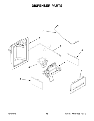 Dispenser Parts Diagram and Parts List for ASI2575GRS00  Maytag Refrigerator