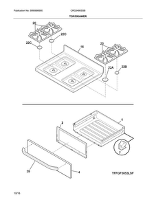 Top/drawer Diagram and Parts List for CRG3480SSB  Crosley Range