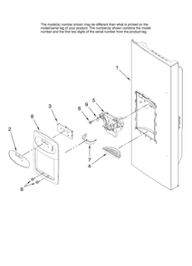 Dispenser Front Parts Diagram and Parts List for AFI2538AES13  Amana Refrigerator