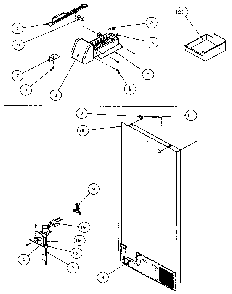 Factory Installed Ice Maker Diagram and Parts List for TXI21R-P1168002W  Amana Refrigerator