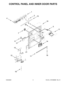 Control Panel And Inner Door Parts Diagram and Parts List for MDB8959SKZ2  Maytag Dishwasher