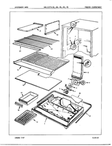 Freezer Compartment Diagram and Parts List for 21974A  Admiral Refrigerator