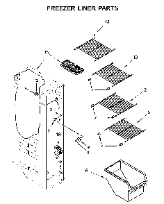 Freezer Liner Parts Diagram and Parts List for 1064641173711  Kenmore Refrigerator